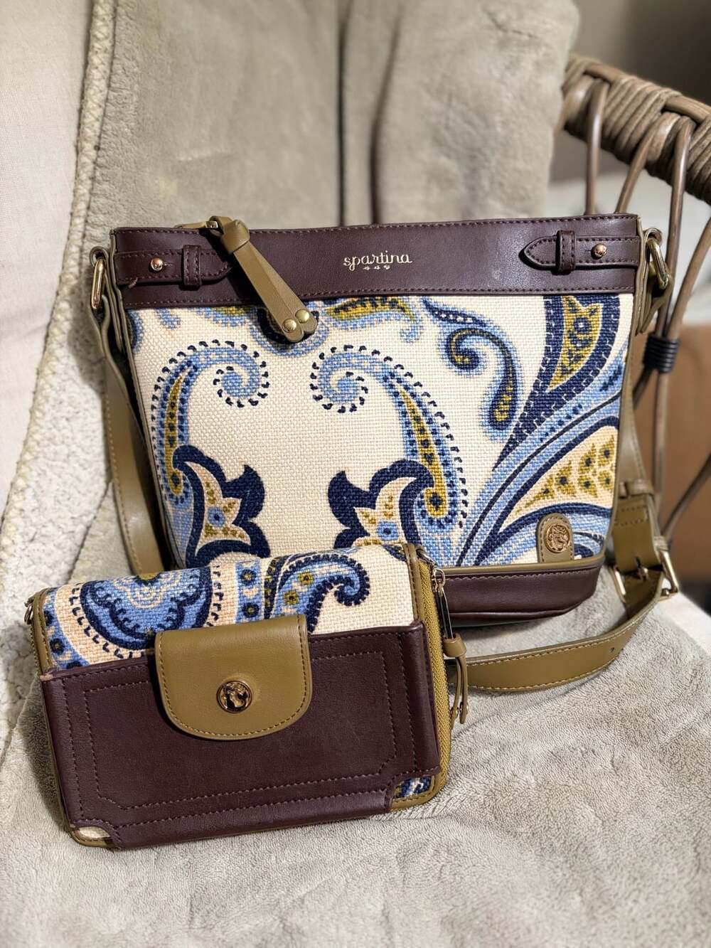 Spartina 449 Juliette Shoulder Bag And Wallet Paisley Linen Canvas